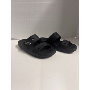 CROCS Classic Slides Sandal Men 9 Women’s 11 Black Double Strap Slip On Shoes